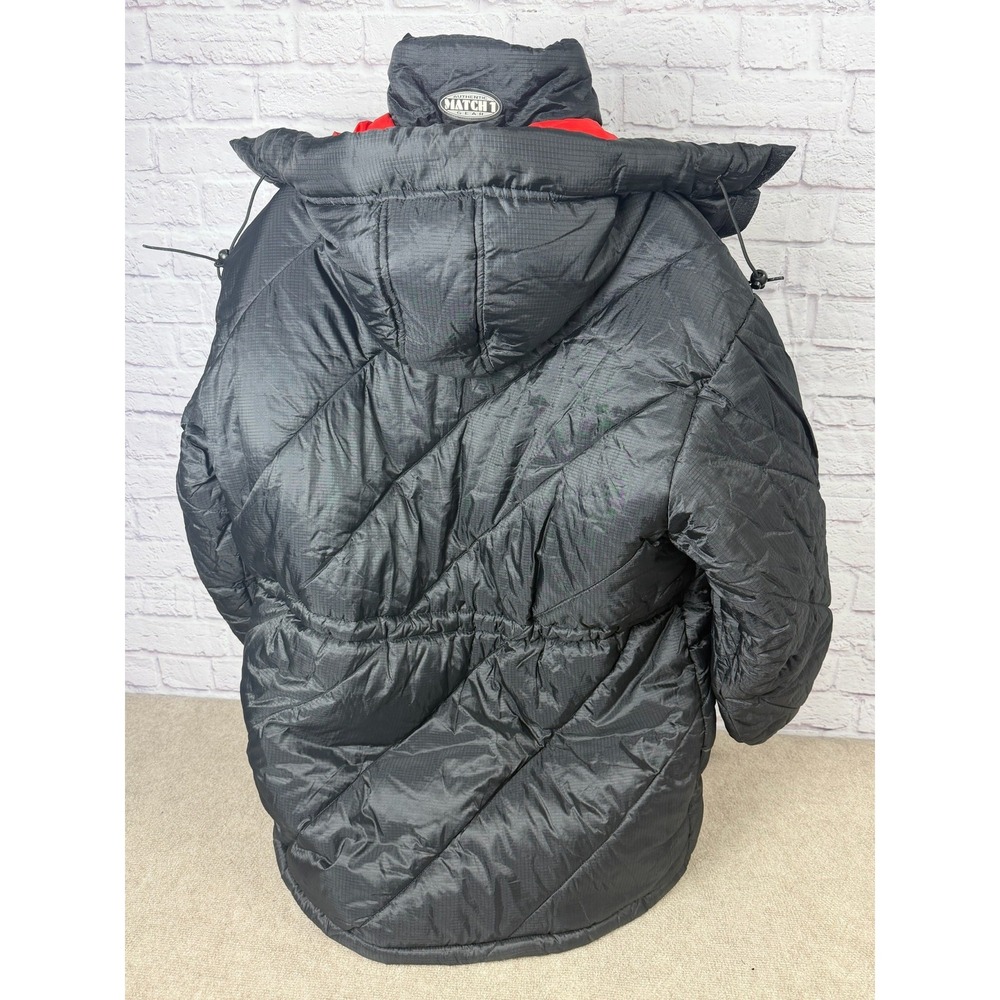 VTG Match 1 Gear Mens XXL Black Red Quilted Puffer Parka Jacket Hooded NWT - Picture 4 of 8